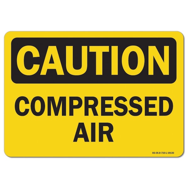 OSHA Caution, 18" Height, Rigid Plastic, 24" x 18", Landscape, Compressed Air